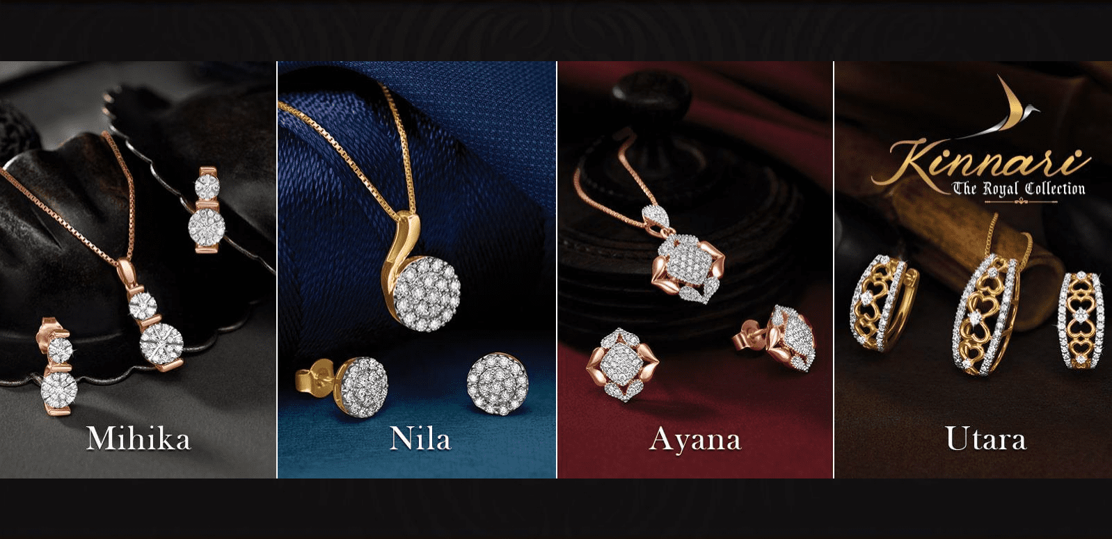 Kinnari diamond pendant and earring set